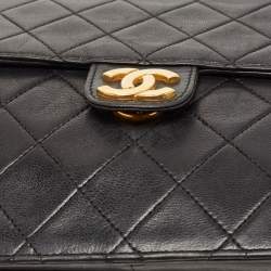 Chanel Black Leather Vintage CC Square Flap Shoulder Bag