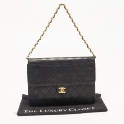 Chanel Black Leather Vintage CC Square Flap Shoulder Bag