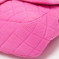 Pre Owned Chanel Pink Quilted Jersey Jumbo Classic Single Flap Bag