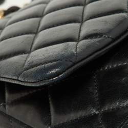 Pre Owned Chanel Black Quilted Lambskin Leather Maxi Classic Double Flap Bag