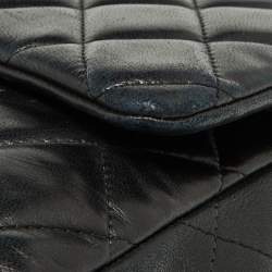 Pre Owned Chanel Black Quilted Lambskin Leather Maxi Classic Double Flap Bag