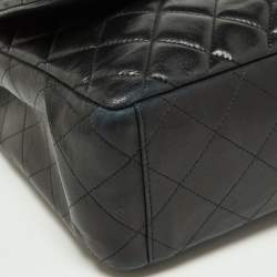 Pre Owned Chanel Black Quilted Lambskin Leather Maxi Classic Double Flap Bag