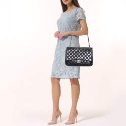 Pre Owned Chanel Black Quilted Lambskin Leather Maxi Classic Double Flap Bag