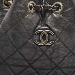 Pre Owned Chanel Black Quilted Aged Leather Small Gabrielle Backpack