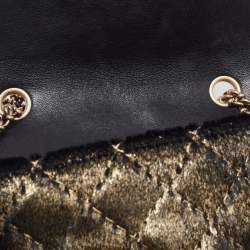 Pre Owned Chanel Black/Gold Quilted Calfhair Extra Mini Classic Single Flap Bag