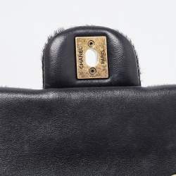 Pre Owned Chanel Black/Gold Quilted Calfhair Extra Mini Classic Single Flap Bag