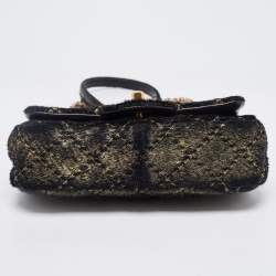 Pre Owned Chanel Black/Gold Quilted Calfhair Extra Mini Classic Single Flap Bag
