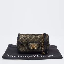 Pre Owned Chanel Black/Gold Quilted Calfhair Extra Mini Classic Single Flap Bag