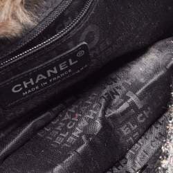 Pre Owned Chanel Brown/Black Fantasy Fur And Tweed Flap Shoulder Bag
