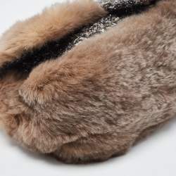 Pre Owned Chanel Brown/Black Fantasy Fur And Tweed Flap Shoulder Bag