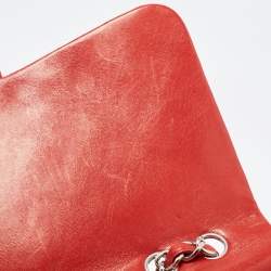 Pre Owned Chanel Red Quilted Leather Jumbo Classic Single Flap Bag