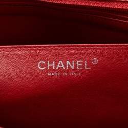Pre Owned Chanel Red Quilted Leather Jumbo Classic Single Flap Bag