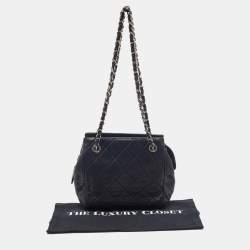 Pre Owned Chanel Black Quilted Leather Vintage Chain Shoulder Bag