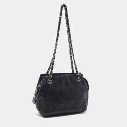 Pre Owned Chanel Black Quilted Leather Vintage Chain Shoulder Bag