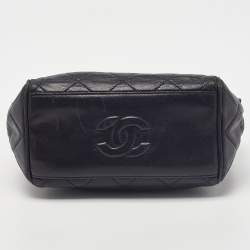Pre Owned Chanel Black Quilted Leather Vintage Chain Shoulder Bag