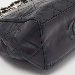 Pre Owned Chanel Black Quilted Leather Vintage Chain Shoulder Bag