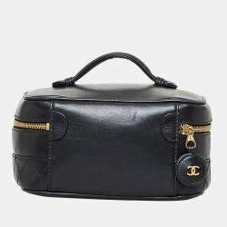 Pre Owned Chanel Black Leather CC Vanity Case Clutch Bag