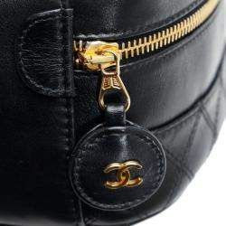 Pre Owned Chanel Black Leather CC Vanity Case Clutch Bag