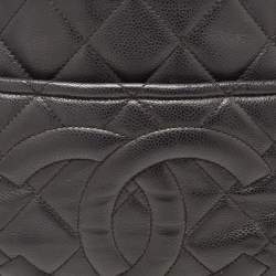 Pre Owned Chanel Black Quilted Caviar Leather CC Timeless Tote