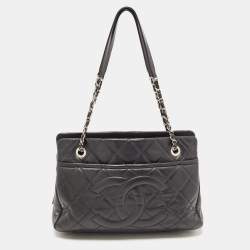 Pre Owned Chanel Black Quilted Caviar Leather CC Timeless Tote