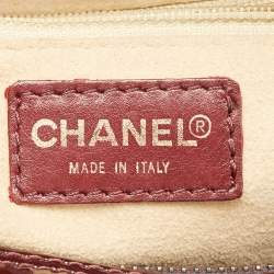 Pre Owned Chanel Red Cube Bar Quilted Patent Leather Boston Bag