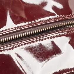 Pre Owned Chanel Red Cube Bar Quilted Patent Leather Boston Bag