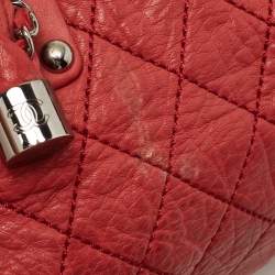 Pre Owned Chanel Red Quilted Leather Lady Braid Bowler Bag