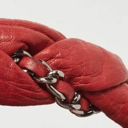 Pre Owned Chanel Red Quilted Leather Lady Braid Bowler Bag