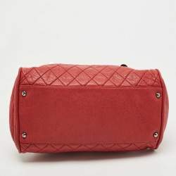 Pre Owned Chanel Red Quilted Leather Lady Braid Bowler Bag