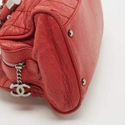 Pre Owned Chanel Red Quilted Leather Lady Braid Bowler Bag