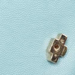 Pre Owned Chanel Light Blue Quilted Caviar Leather Small Cuba CC Flap Bag
