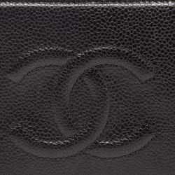 مملوكة مسبقًا Chanel Black Leather CC Timeless L Gusset Continental Wallet