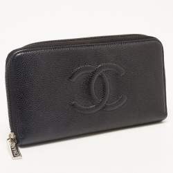 مملوكة مسبقًا Chanel Black Leather CC Timeless L Gusset Continental Wallet
