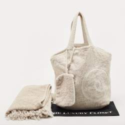 Pre Owned Chanel Multicolor Cotton Fabric CC Terrycloth Beach Bag and Towel Set