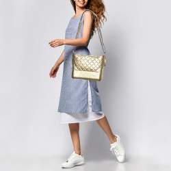 Pre Owned Chanel Gold Quilted Leather Medium Gabrielle Hobo 