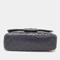 Pre Owned Chanel Navy Blue Quilted Leather Elementary Chic Flap Bag