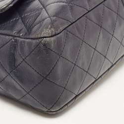 Pre Owned Chanel Navy Blue Quilted Leather Elementary Chic Flap Bag