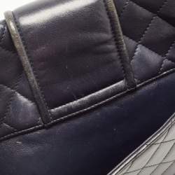 Pre Owned Chanel Navy Blue Quilted Leather Elementary Chic Flap Bag
