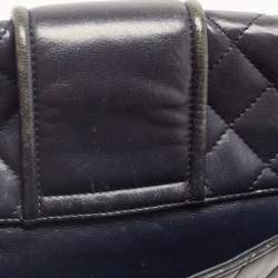 Pre Owned Chanel Navy Blue Quilted Leather Elementary Chic Flap Bag