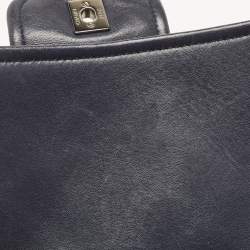 Pre Owned Chanel Navy Blue Quilted Leather Elementary Chic Flap Bag