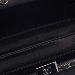 Pre Owned Chanel Black Quilted Iridescent Suede Chain Around Clutch