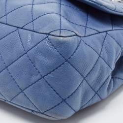 Chanel Blue Quilted Caviar Leather Jumbo Classic Single Flap Bag
