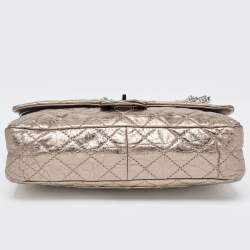 Pre Owned Chanel Metallic Quilted Aged Leather Reissue 2.55 Classic 226 Flap Bag