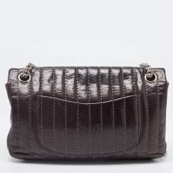 Pre Owned Chanel Brown Vertical Quilted Leather Medium Flap Bag