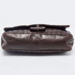 Pre Owned Chanel Brown Vertical Quilted Leather Medium Flap Bag