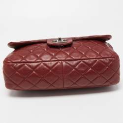 Pre Owned Chanel Red Quilted Leather Jumbo Classic Single Flap Bag