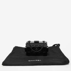 Pre Owned Chanel Black Plexiglass Boy Brick Lego Clutch