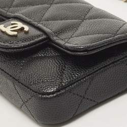 Pre Owned Chanel Black Caviar Leather Micro Belt Bag