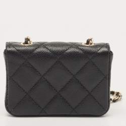 Pre Owned Chanel Black Caviar Leather Micro Belt Bag