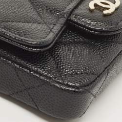 Pre Owned Chanel Black Caviar Leather Micro Belt Bag